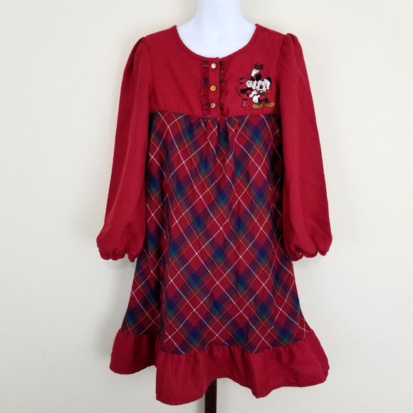 Disney Other - Disney Store Girls 5 6 Plaid Holiday Nightgown